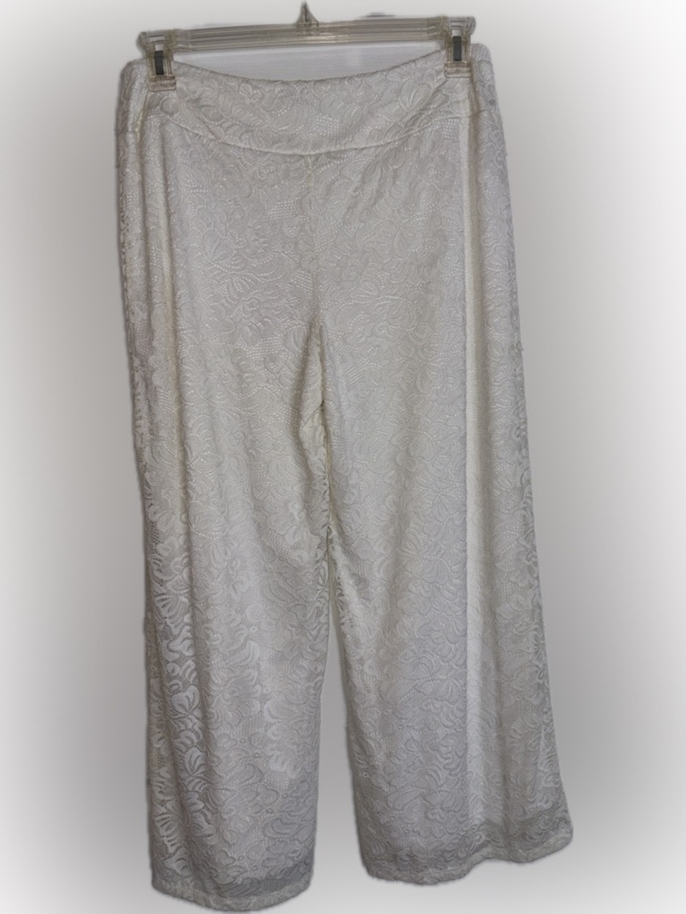 Cato Wide Leg Lace-Overlay Pants in Ivory - Picture 4 of 12